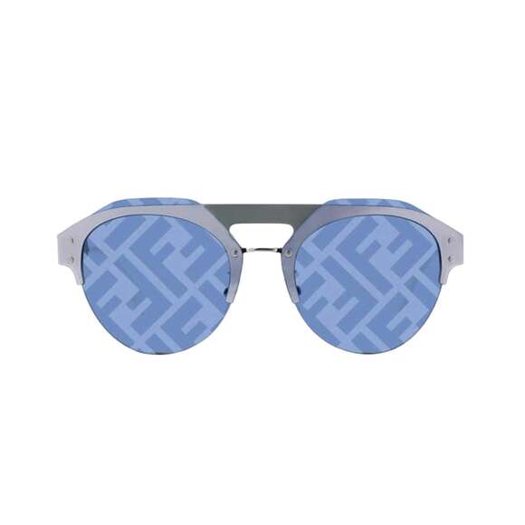 Fendi Technicolour Blue FF Print Lenses Palladium Pilot Frame